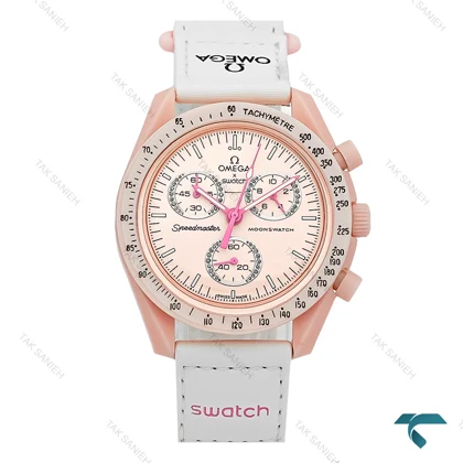 ساعت امگا سواچ زنانه ماموریت به ونوس سفید صورتی Omega-7898-U