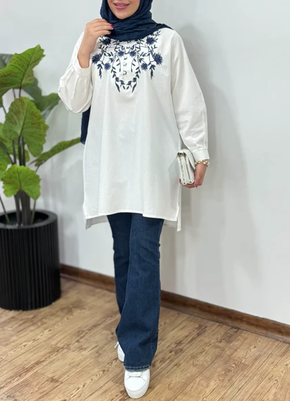 مانتو لینن گلدوزی هدیه