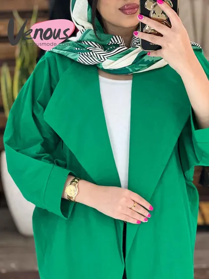 مانتو لینن کتی یقه آمریکایی