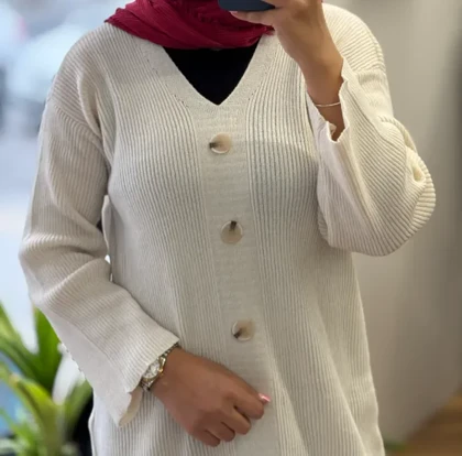 پیراهن بافت سه دکمه _8047