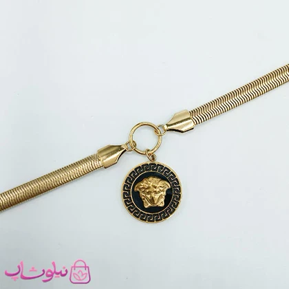 دستبند زنانه ورساچه مشکی با زنجیر ماری کد 2391