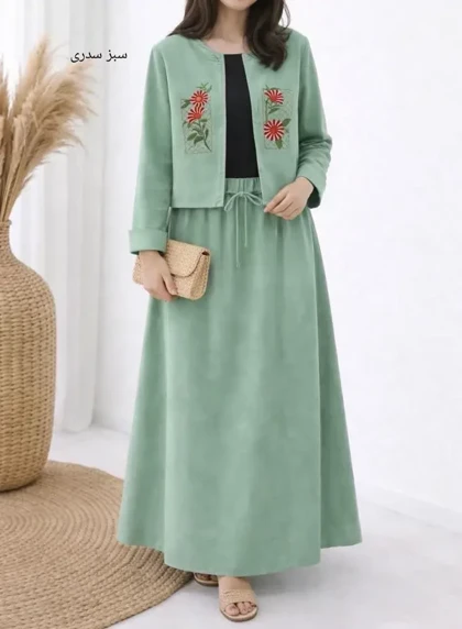 ست کت و دامن گلدوزی لینن آرامش