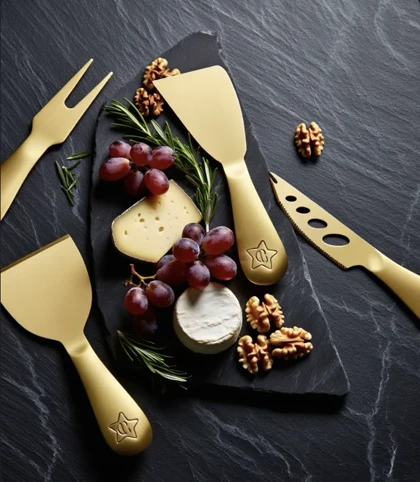 ست صبحانه خوری استیل طلایی طرح ستاره