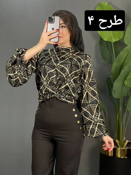 شومیز ساتن کریشه گندم کد 1457