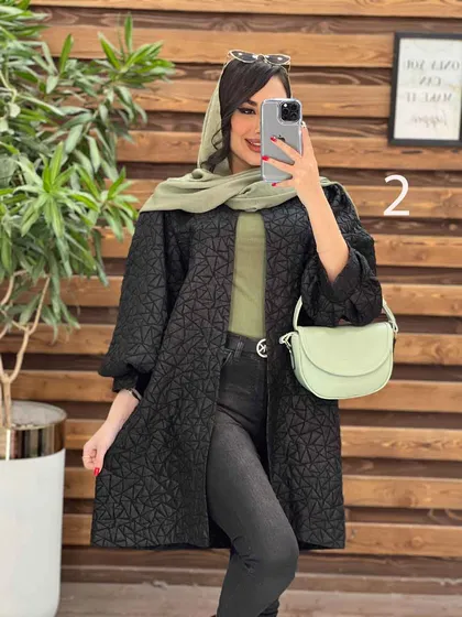 مانتو طرح دار آستین پفی