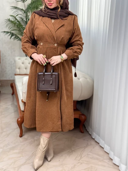 پیراهن مانتویی کبریتی 3535