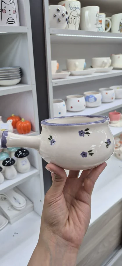 سوپ خوری دسته دار سرامیک گل‌دار