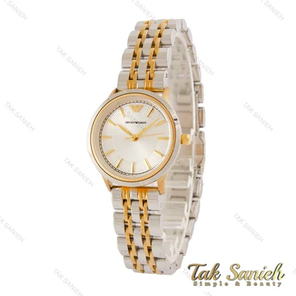 ساعت امپریوآرمانی زنانه دورنگ طلایی صفحه سیلور شماره خطی Armani-5435-L