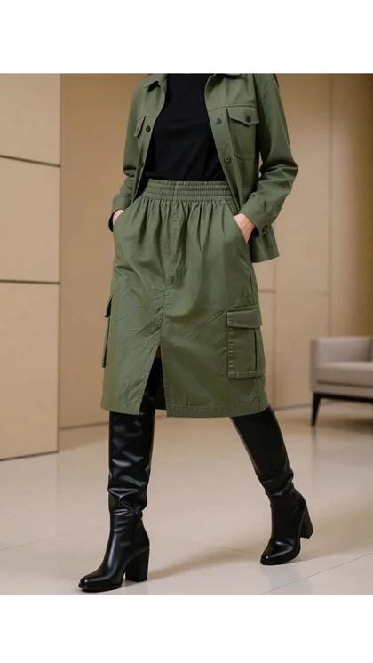 دامن کارگو کتان زنانه 90609