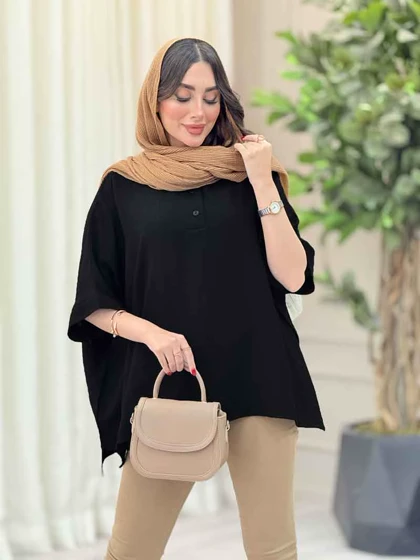 مانتو پانچ یقه دو دکمه