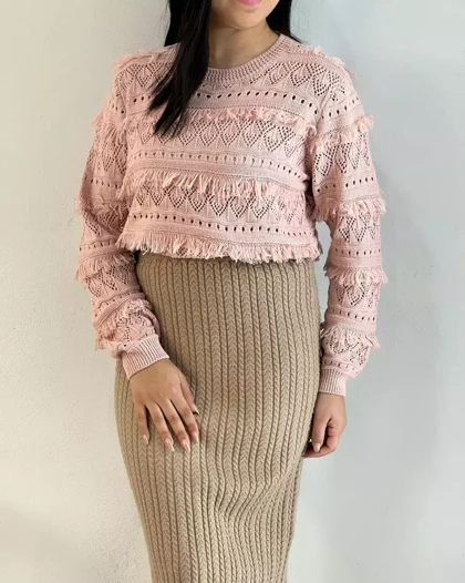 پلیور بافت قلاب بافی فشن کد 5292