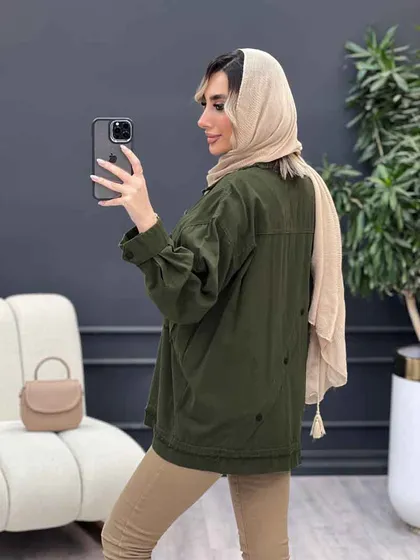 مانتو لینن پشت دکمه