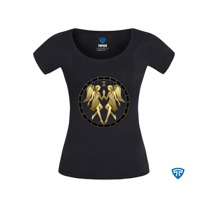 تیشرت ضدتعریق زنانه مشکی نماد متولدین خرداد ماه