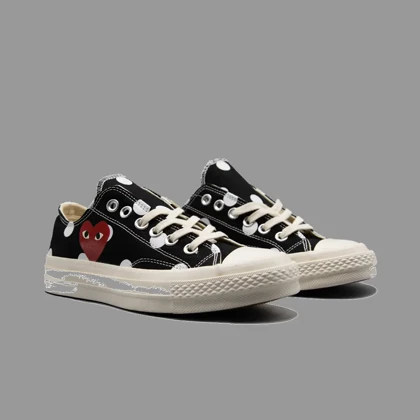 کانورس پلی خال‌خالی مشکی ساق کوتاه Converse Cdg Play Black Polka Dot Lowtop