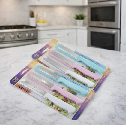 کارد اره ای 6 عددی دسته رنگی