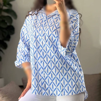 شومیز طرح دار مدل ژیکان کد 50316