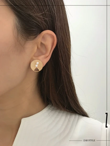 گوشواره سبد حصیری دو مروارید