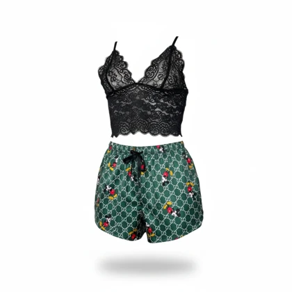 ست نیم‌تنه گیپور و شلوارک طرح میکی ماوس 057