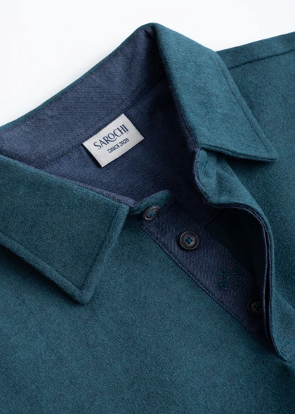 سلانیک یقه دار سه دکمه سبز تیره