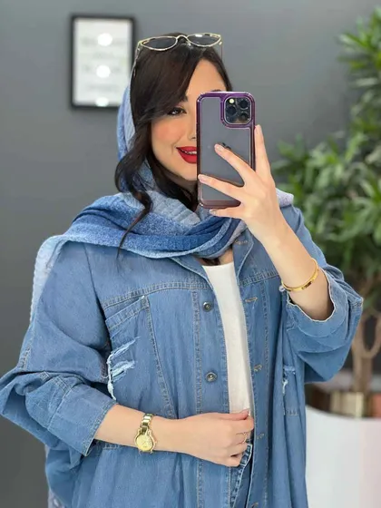 مانتو جین پانچ پایین ریش