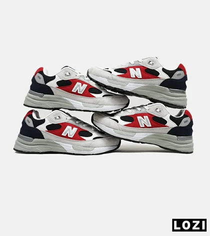 کفش کتانی سفید طوسی قرمز Newbalance 992