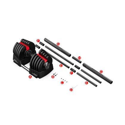 ست دمبل و هالتر متغیر بدنسازی طرح بوفلکس وزن 40 کیلوگرمی مدل Multifunction Adjustable 2 in 1 دو کاره بسته یک عددی