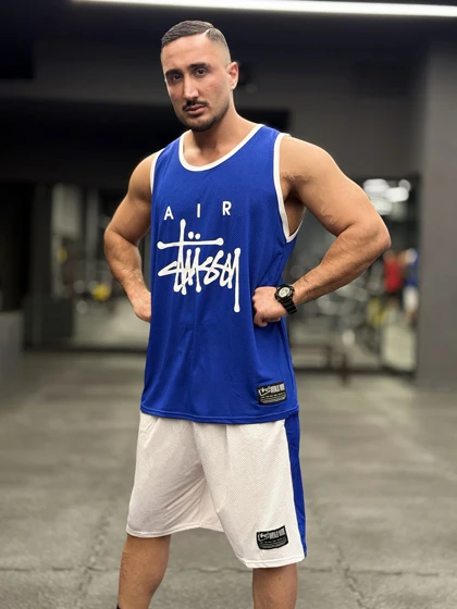 ست بسکتبالی نایک استاسی (Nike Air x Stussy) پارچه فلامنت آجری (8 رنگ)