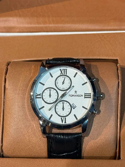 ساعت طرح رمانسون مردانه مشکی صفحه سفید