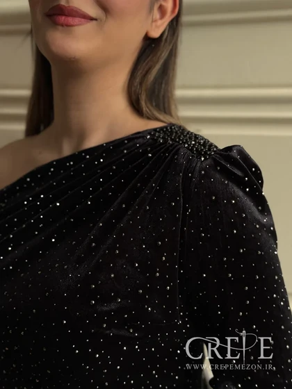 ماکسی مخمل نگینی سرشانه کار شده