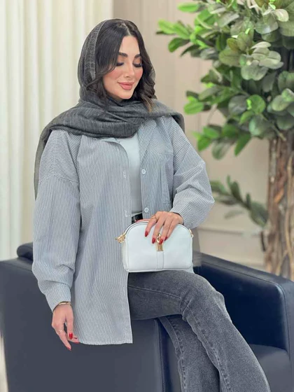 مانتو راه راه تک جیب مهلا
