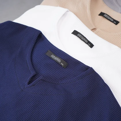 بلوز مردانه طوسی روشن یقه کوبایی مدل Etron ویژه