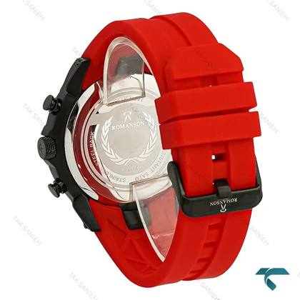 ساعت رومانسون مردانه کورنوگراف دار مشکی بند رابر قرمز Romanson-8256-G