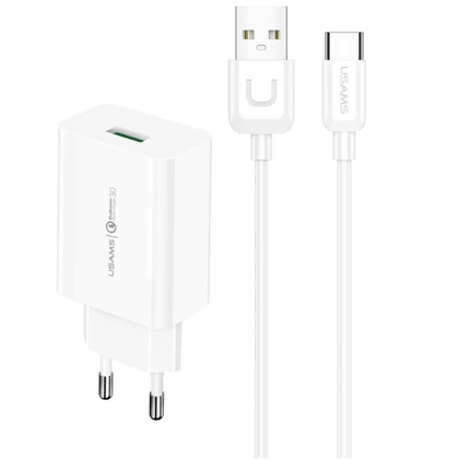 شارژر دیواری یوسامز USAMS مدل T48 توان 18 وات با کابل Type-Cطول 1متر