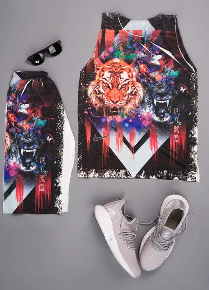 ست رکابی شلوارک مردانه Nike طرح ببر