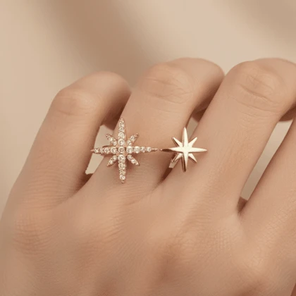 انگشتر دخترانه مدل ستاره نگینی