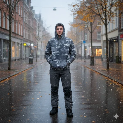 هودی طرحدار مردانه مشکی مدل stock