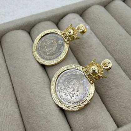 گوشواره طرح سکه 2ریالی قدیمی