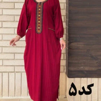 پیراهن کفتان یقه سنتی جیب‌دار 6173