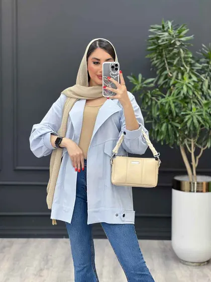 مانتو لینن جیب کج پشت پاگن