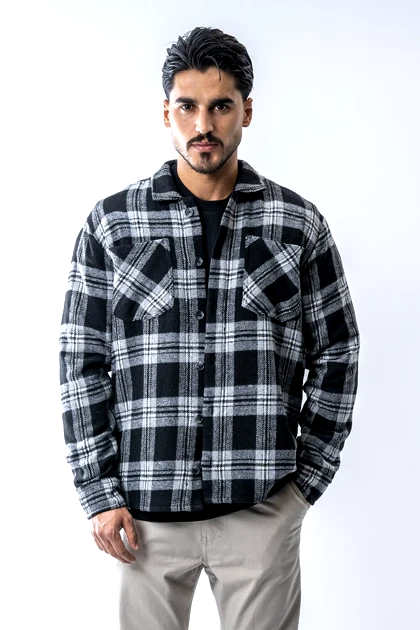 پیراهن آستین بلند پشمی جیب‌دار مردانه