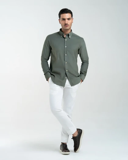 ام کی کالکشن پیراهن آستین بلند mk-5531-olive