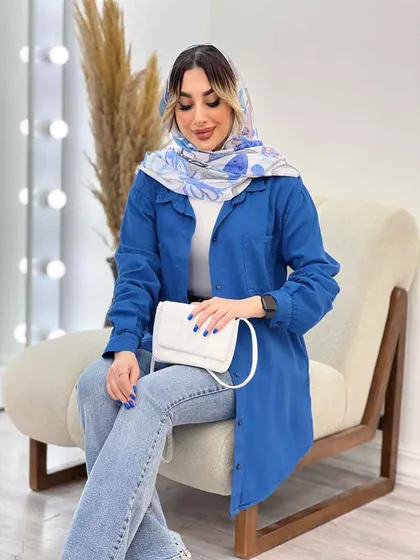 مانتو کتان دو جیب پرند