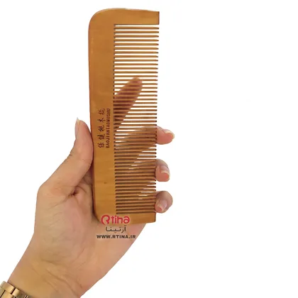 شانه چوبی مو دندانه ریز طرح مستطیلی 17cm