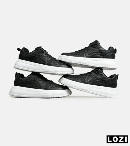 کفش کتانی مردانه مشکی سفید FASHION مدل 6726