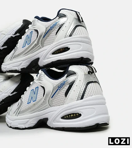 کفش کتانی مردانه و زنانه سفید نقره ای آبی NEW BALANCE 530