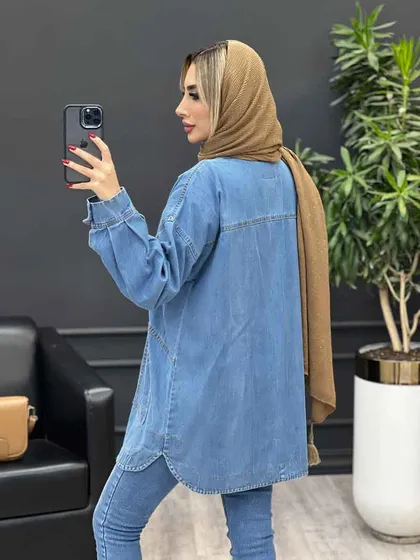 مانتو جین جیب کج