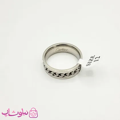 انگشتر مردانه استیل نقره ای طرح کارتیه چرخان