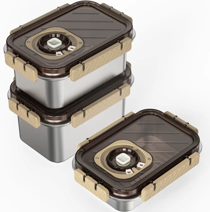 ظرف نگهدارنده غذا فریزری استیل مستطیل قفل دار