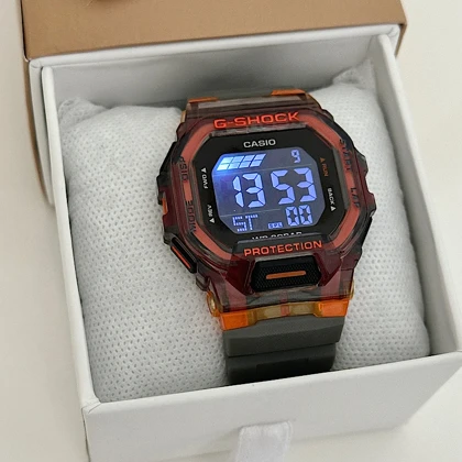 ساعت کاسیو جی شاک طوسی نارنجی G-SHOCK GBD200 کد 1218