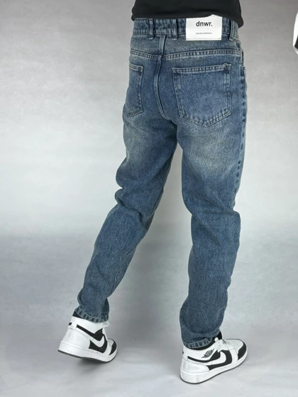 شلوار جین مردانه مام فیت آبی کثیفشور ساده 77